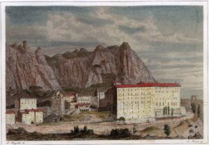L'abadia de Montserrat Dibuix publicat a España, obra pintoresca en láminas..., 1842 Biblioteca Virtual del Patrimonio Bibliográfico