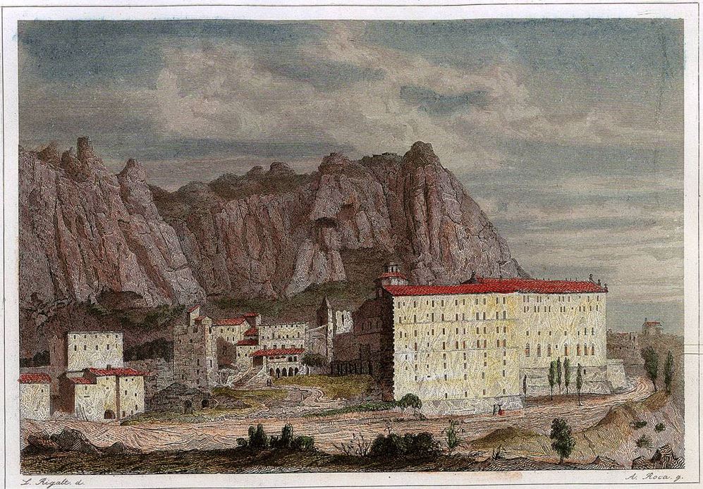 L'abadia de Montserrat Dibuix publicat a España, obra pintoresca en láminas..., 1842 Biblioteca Virtual del Patrimonio Bibliográfico
